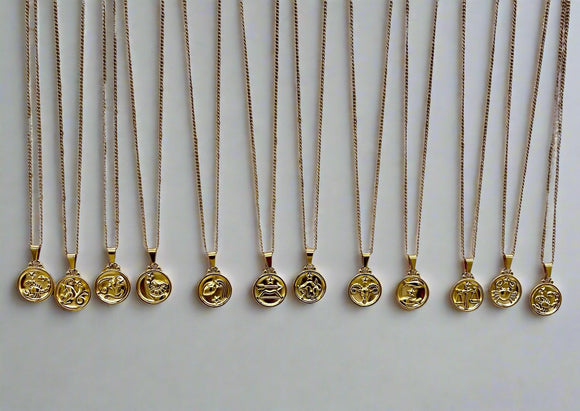 Zodiac Necklace 18k Gold Plated