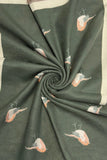 Robin Bird Reversible Scarf Cashmere Mix Green