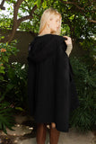 Cozy Plush Solid Color Hooded Poncho Cardigan in Black