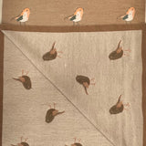 Robin Bird Reversible Scarf Cashmere Mix Beige
