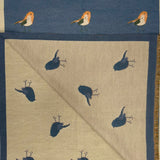 Robin Bird Reversible Scarf Cashmere Mix Denim Blue
