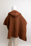 Cozy Plush Solid Color Hooded Poncho Cardigan in Camel