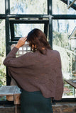 Ribbed Knit Pattern Poncho with Sleeves in Mocha