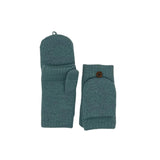 Knitted Fingerless Flip Cover Gloves Fur Lined in Light Blue