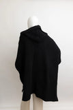 Cozy Plush Solid Color Hooded Poncho Cardigan in Black