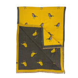 Robin Bird Reversible Scarf Cashmere Mix Yellow