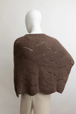 Ribbed Knit Pattern Poncho with Sleeves in Mocha