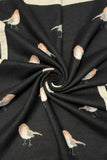 Robin Bird Reversible Scarf Cashmere Mix Black