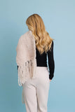 Ultra Soft Boucle Fringe Blanket Scarf in Ecru