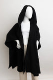Cozy Plush Solid Color Hooded Poncho Cardigan in Black