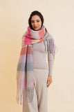 Cozy Breeze Oversized Fringe Scarf - Fall & Winter Essential in Pink