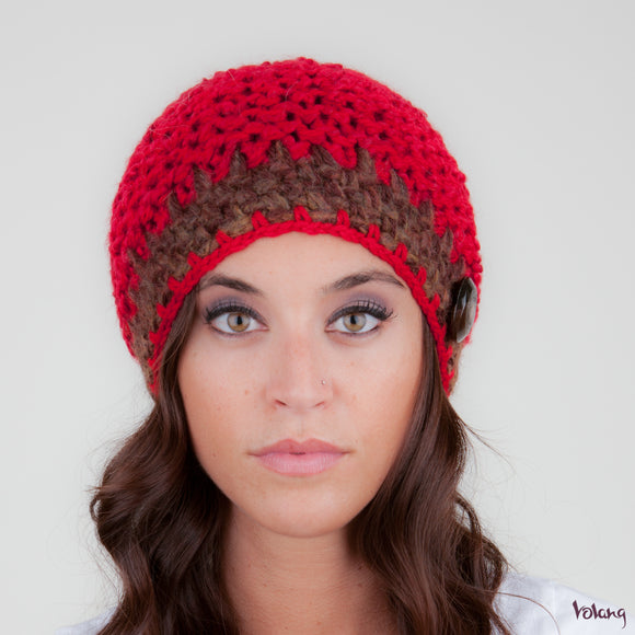 Tiffany Hat in Red and Brown