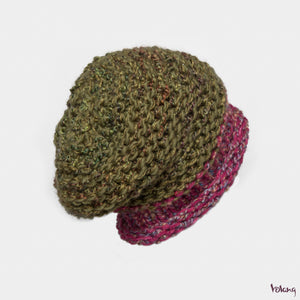 Brooklyn Slouchy Hat in Green and Pink