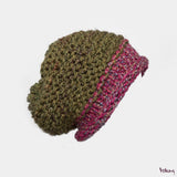 Brooklyn Slouchy Hat in Green and Pink