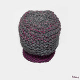 Brooklyn Slouchy Hat in Grey and Purple