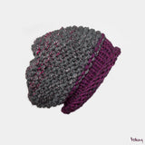 Brooklyn Slouchy Hat in Grey and Purple