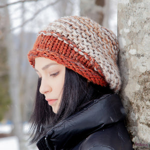 Brooklyn Slouchy Hat in Beige Brown