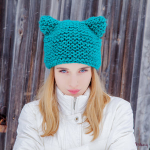 Cat Hat in Turquoise Blue