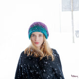 Brooklyn Slouchy Hat in Purple and Turquoise