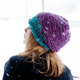 Brooklyn Slouchy Hat in Purple and Turquoise