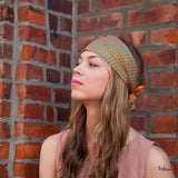 Silk Headband in Orange with Frogs