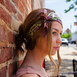 Silk Headband in Green and Brown