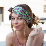 Silk Headband in Green and Brown