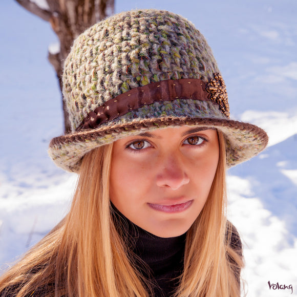 Sunday Hat in Green Brown Mix