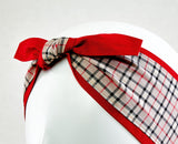 Plaid Headband with Red, Rockabilly Headband Plaid, 50s Style Pinup Girl Head wrap, 100% Cotton Reversible Headband