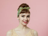 Hawaiian Print Headband, Floral Retro Headband Yellow Green, 1950s Style Pin-up Girl Head wrap, 100% Cotton Reversible Headband