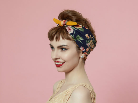 1950s Style Pin-up Girl Head wrap, 100% Cotton Reversible Headband, Gr –  LanaBlu Boutique