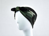 Camouflage Headband, 50s style Retro Headband, Pinup girl headband with bow, Camo Head Wrap