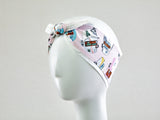 Headband with Cars, Fun fabric Headband, 50s Style Pinup Girl Head scarf, 100% Cotton Reversible Headband, Gift for Her