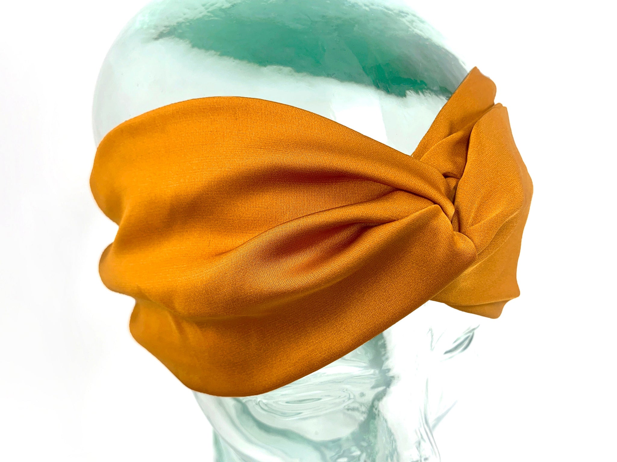 Silk Satin Headband, Turban Head Wrap, Mustard Yellow  display picture 3