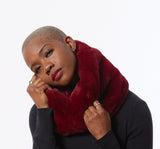 Faux Fur Scarf, Red Fur Neck Warmer, Furry Neck Infinity Scarf, Fur Cowl in Red, Warm Tube Scarf