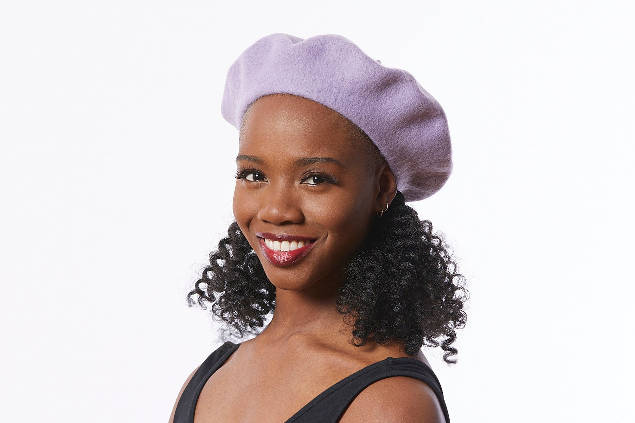 Heathered Lavender Purple Hand Knit Wool Beret Winter Hat Beret Purple 100% Wool Hats for Women for sale | eBay main image 4