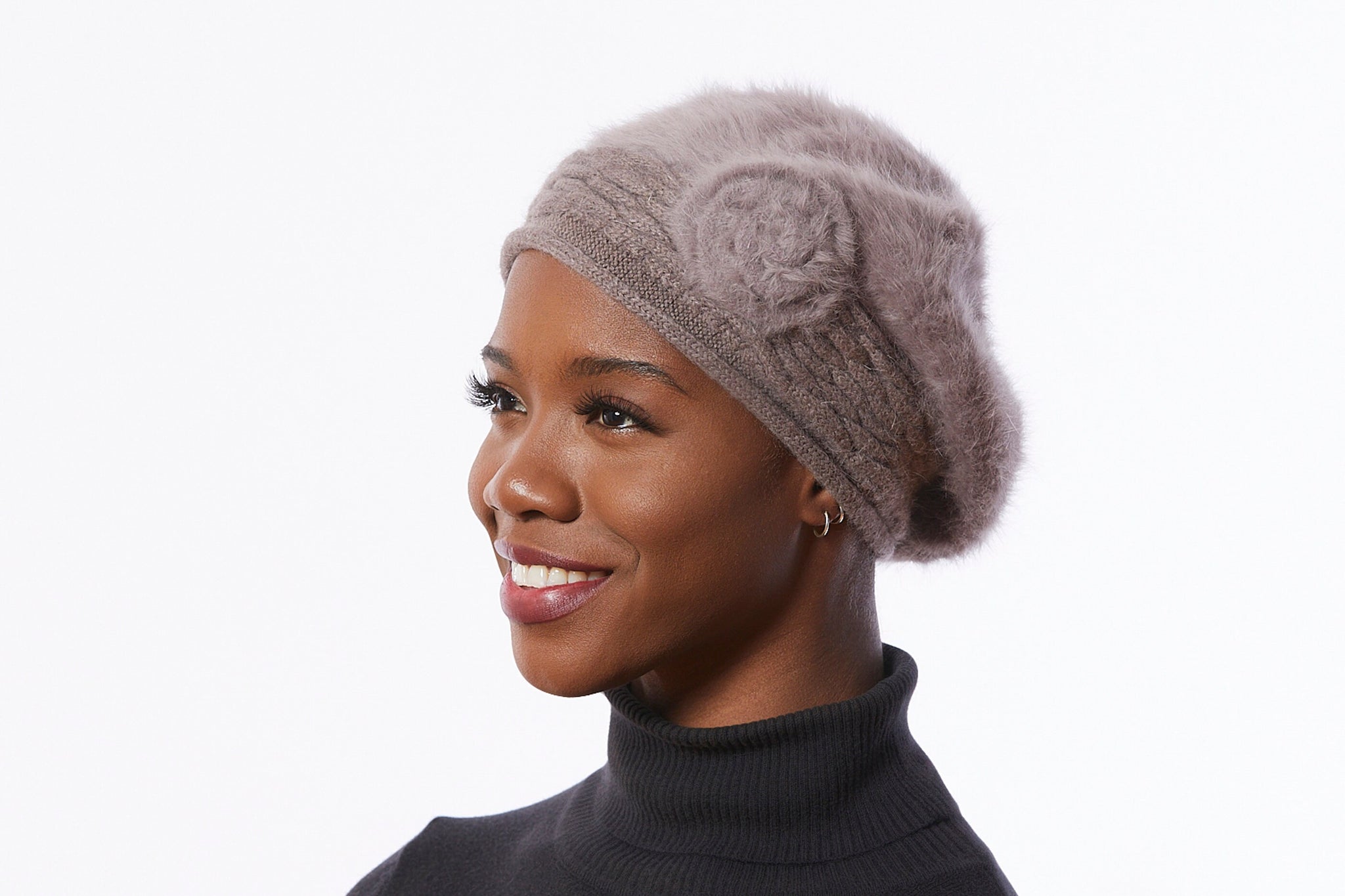 Purple knit Beret, angora Wool Blend beret, Purple Winter 