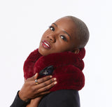 Faux Fur Scarf, Red Fur Neck Warmer, Furry Neck Infinity Scarf, Fur Cowl in Red, Warm Tube Scarf