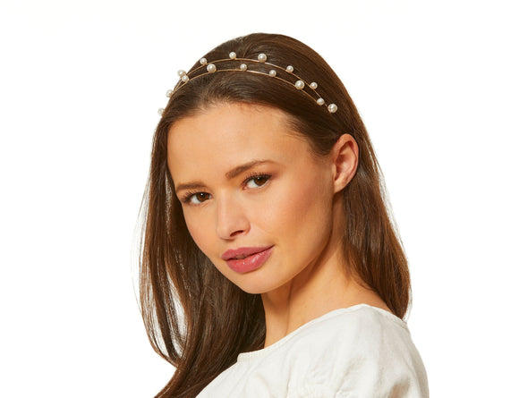 Pearl Headband, Bridal White headband, Dressy Headwear, Spring Summer Headband, Headband with pearls