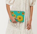 Beaded Clutch with Yellow Sunflowers, Dressy Purse Clutch, Seed bead Clutch, Cocktail Bag, Summer Party Clutch