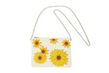 White Beaded Clutch with Yellow Sunflowers, Dressy Purse Clutch, Cream handbag with Flowers, Cocktail Bag, Summer Party Clutch