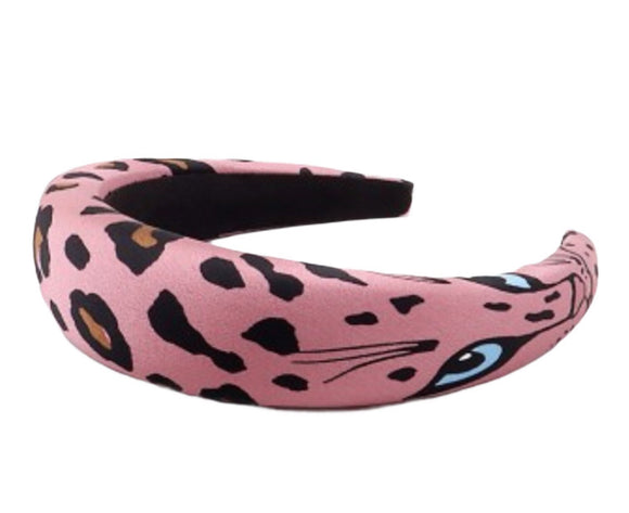 Leopard Print Headband in Pink, Headband with Animal Print, Fabric Headband for Women, Thick padded headband, fun hair accessories