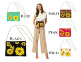 Beaded Clutch with Yellow Sunflowers, Dressy Purse Clutch, Seed bead Clutch, Cocktail Bag, Summer Party Clutch