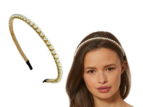 Pearl Headband, White Beaded headband, Dressy Headwear, Spring Summer Headband, Headband with pearls